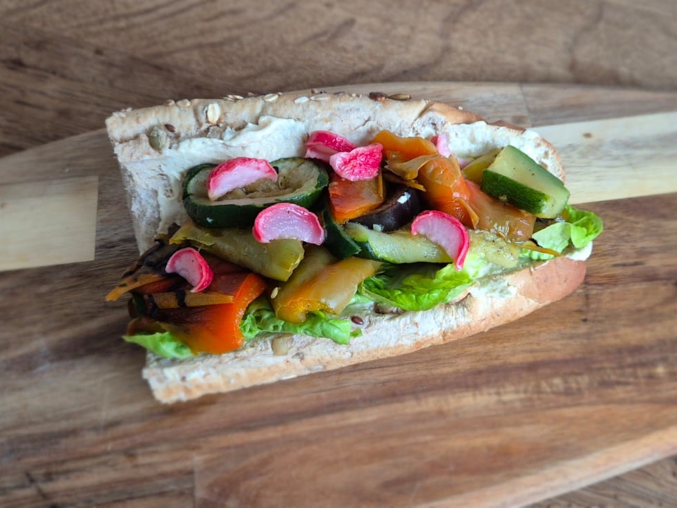 Foto van broodje Gegrilde groente