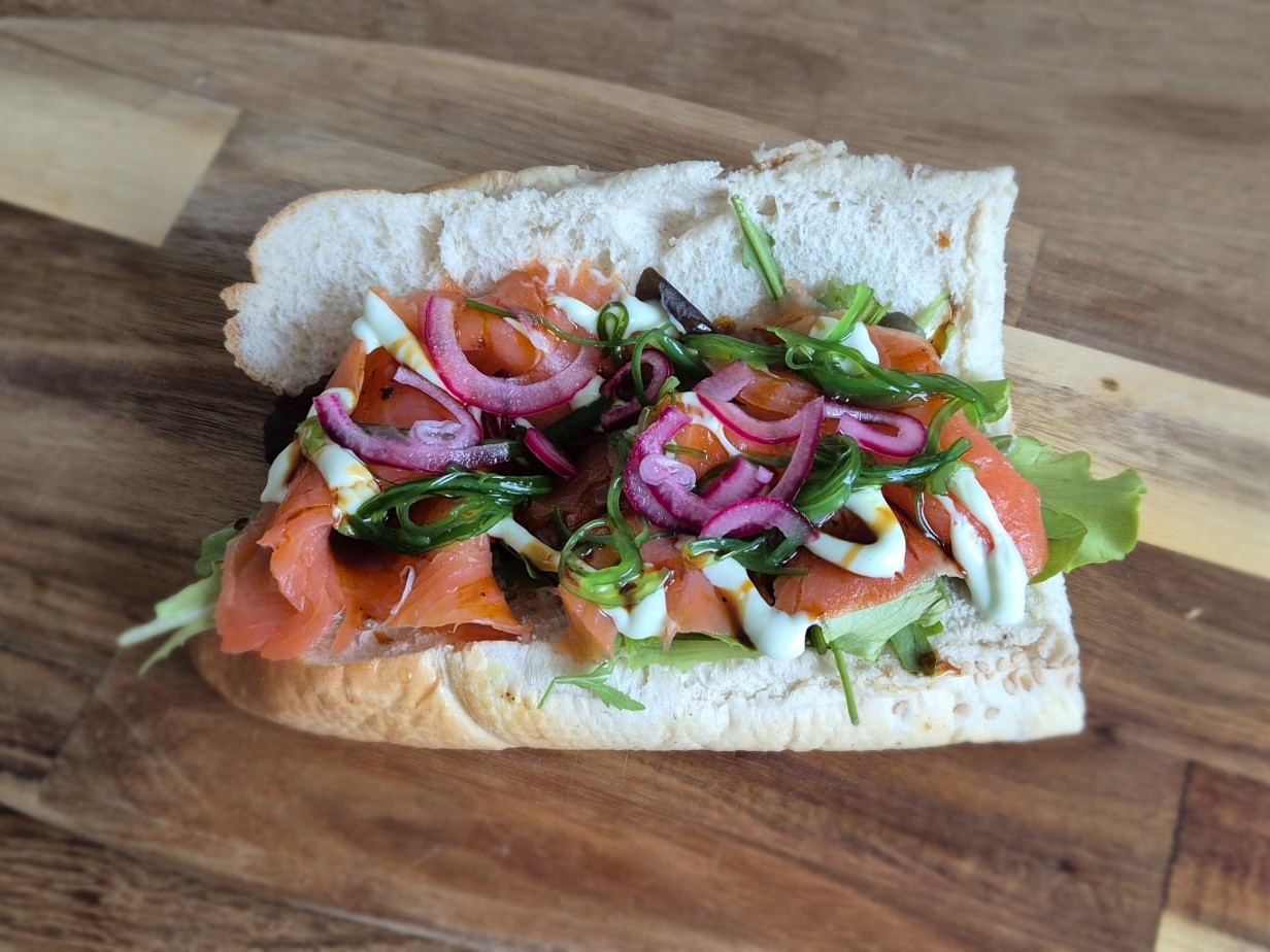 Foto van broodje Zalm